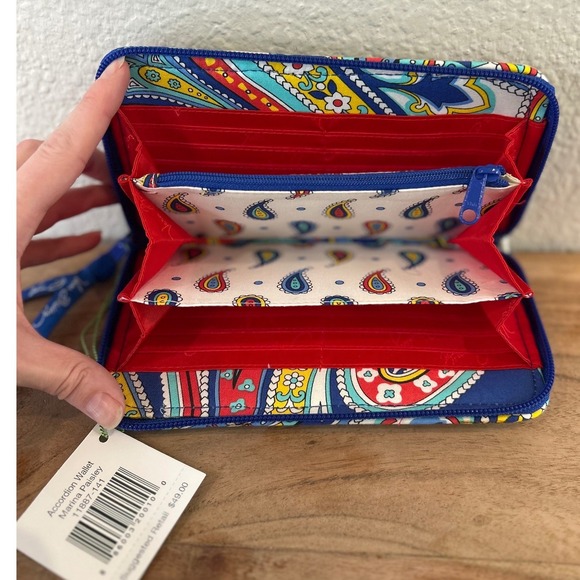 Vera Bradley Marina Paisley Accordion Zip Wallet 11887-141 NWT - Picture 5 of 7